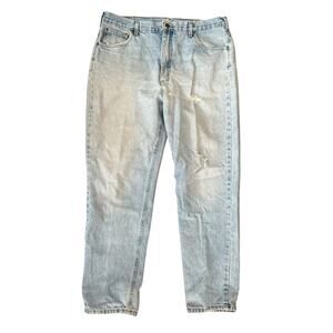 Carhartt Jeans Mens 40x32 Lightwash Distressed Workwear Dungarees Tradiontal Fit